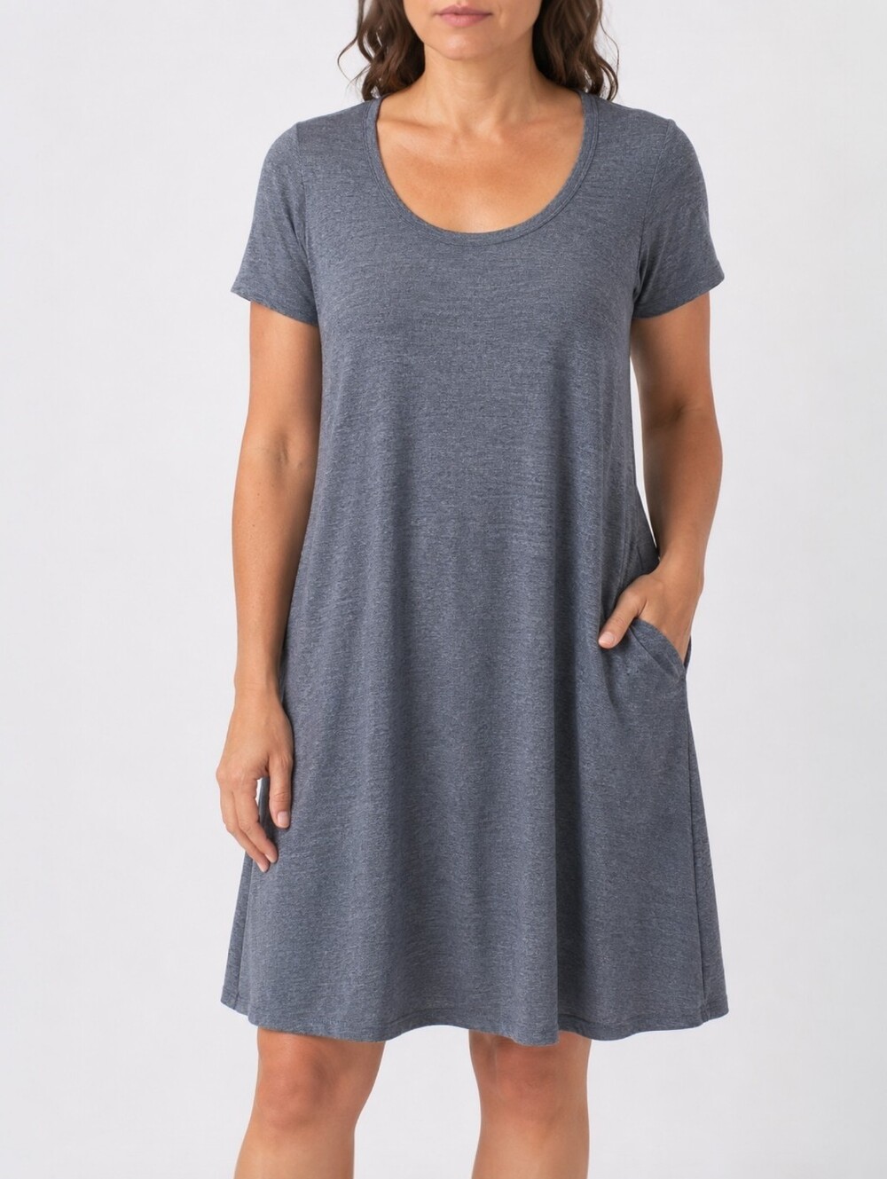 Wool& Maggie Swing Dress in heather gray merino wool blend M